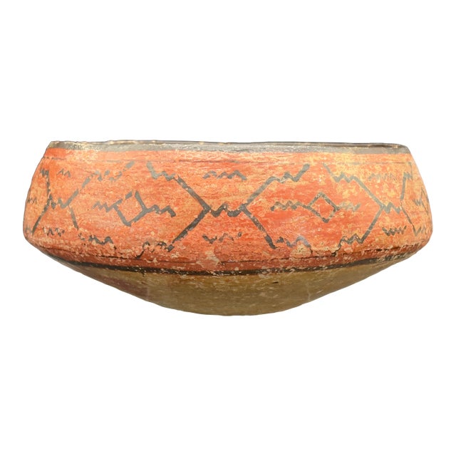 Peruvian Shapido Conido Style Polychrome Red Clay Pottery Vessel For Sale