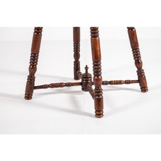 Boho Chic Antique Brass Tray Table with Turned Wood Legs, 1890s For Sale - Image 3 of 15
