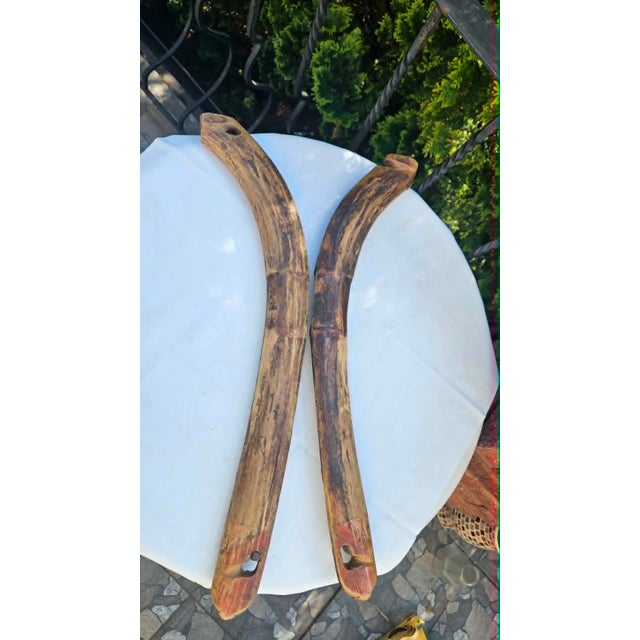 Painted Wooden Shoulder Pole, Set of 2 For Sale - Image 12 of 13