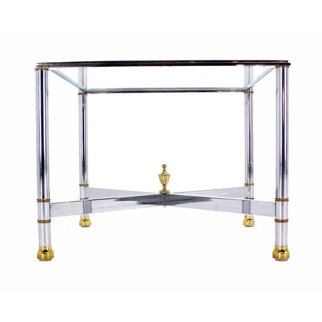 Pair Mid Century Modern Square Chrome X Base End Side Coffee Tables Stands MINT!