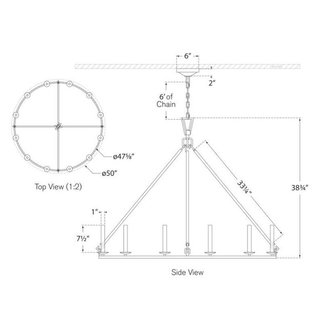 Transitional Chapman & Myers for Visual Comfort Signature Darlana Extra Large Single Ring Chandelier in Polished Nickel For Sale - Image 3 of 3