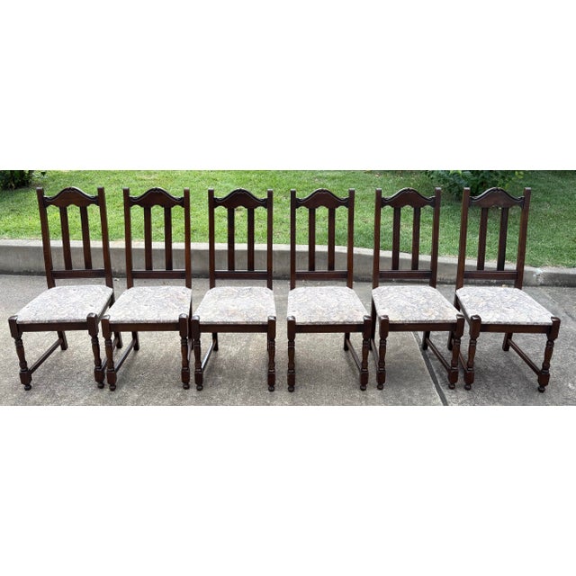 Wood French Country Dining Chairs With Upholstery Seats - Set of 6 For Sale - Image 7 of 10