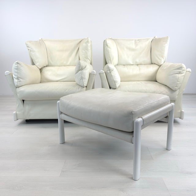 Italian Piero De Martini for Cassina Armchairs With Ottoman - A Pair For Sale - Image 3 of 9