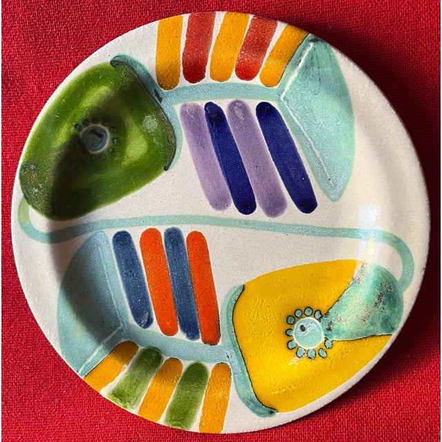 Mid-Century Modern Mid-Century Modern Hand Painted Italian Pottery Plates by Desimone Circa 1960's - Set of 4 For Sale - Image 3 of 9