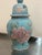 1970s Asian Style Saltware Pottery Blue Floral Urn For Sale - Image 5 of 5