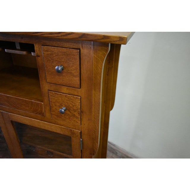 Mission / Arts and Crafts Quarter Sawn White Oak Wine Cabinet - 45" For Sale - Image 4 of 9