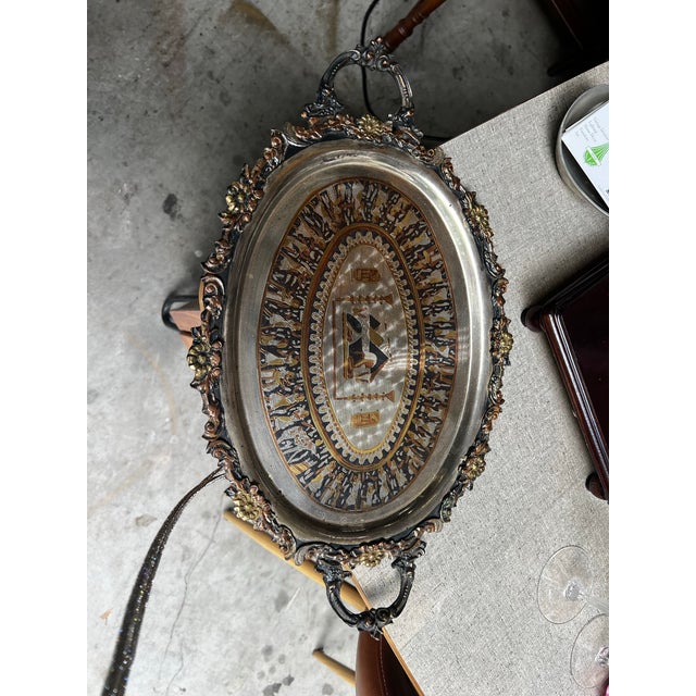 1970s 1970s Egyptian Petite Silver Serving Dish With Handles For Sale - Image 5 of 9