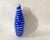 Vintage 1990s Studio Blown Glass Cobalt Blue and Clear Striped Vase For Sale - Image 4 of 11
