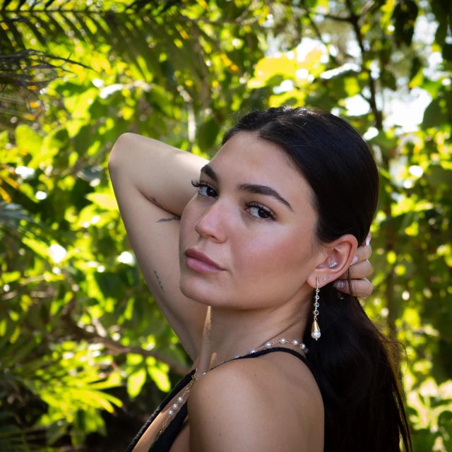 Mystic Sky Blue Topaz & Pearl Drop Earrings, A Pair For Sale - Image 4 of 8