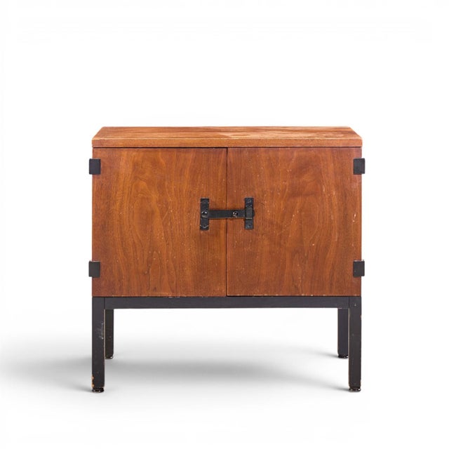 Wood Milo Baughman for Directional Mid Century Walnut Nightstands - Pair For Sale - Image 7 of 11