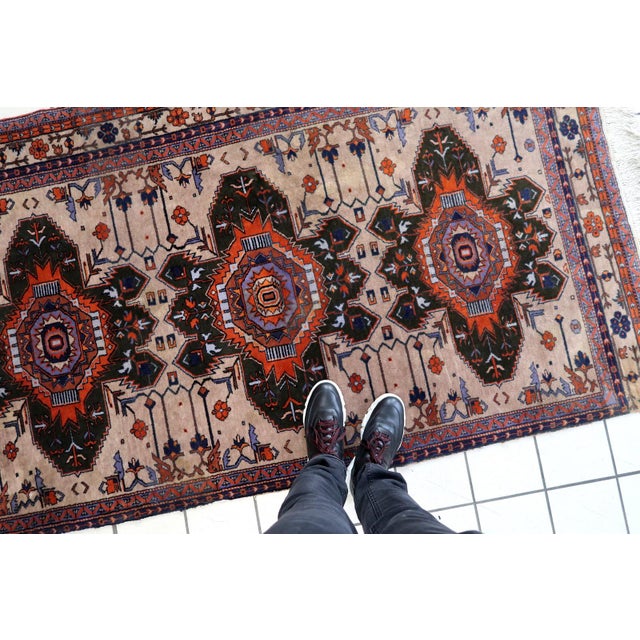 Textile 1960s, Handmade Vintage Caucasian Kazak Rug 4' X 6.9' For Sale - Image 7 of 11
