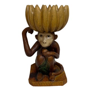 Vintage Chinese Decorative Monkey Banana Bowl For Sale