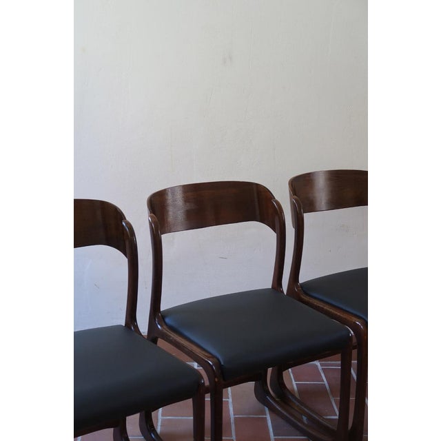 Mid-Century Modern Bémol Sledge Chairs attributed to Baumann, France, 1960s, Set of 3 For Sale - Image 3 of 12