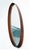 Oval mirror with a wooden frame from the 1950s. Distinctive wooden frame shaped into a sloping triangle. In excellent...