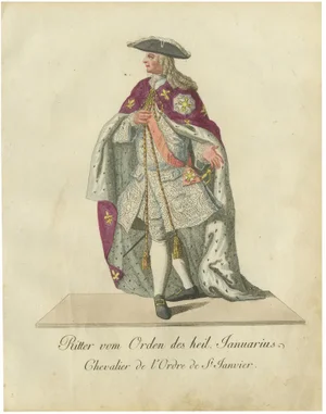 Schwan, Knight of the Illustrious Order of Saint Januarius in Ceremonial Robes, 1791, Print