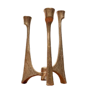 Vintage German Brutalist Metal Candle Holders from Harjes, Set of 2
