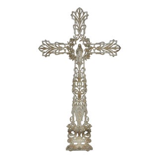 Large Patinated Cast Iron Cross, Late 19th Century For Sale