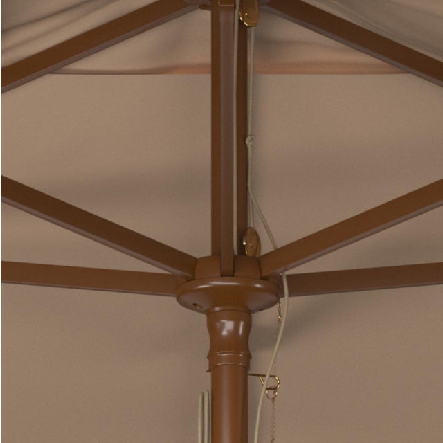 Contemporary Aklin 6.5Ft X 10Ft Rectangle Wooden Pulley Market Umbrella (No Tilt), Beige For Sale - Image 3 of 4
