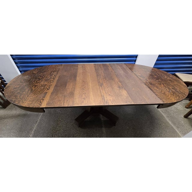 1910s Marked Down (Again)! 1910s Arts & Craft-Style J K Rishel Oak Dining Room Table W Leaves & Chairs For Sale - Image 5 of 18