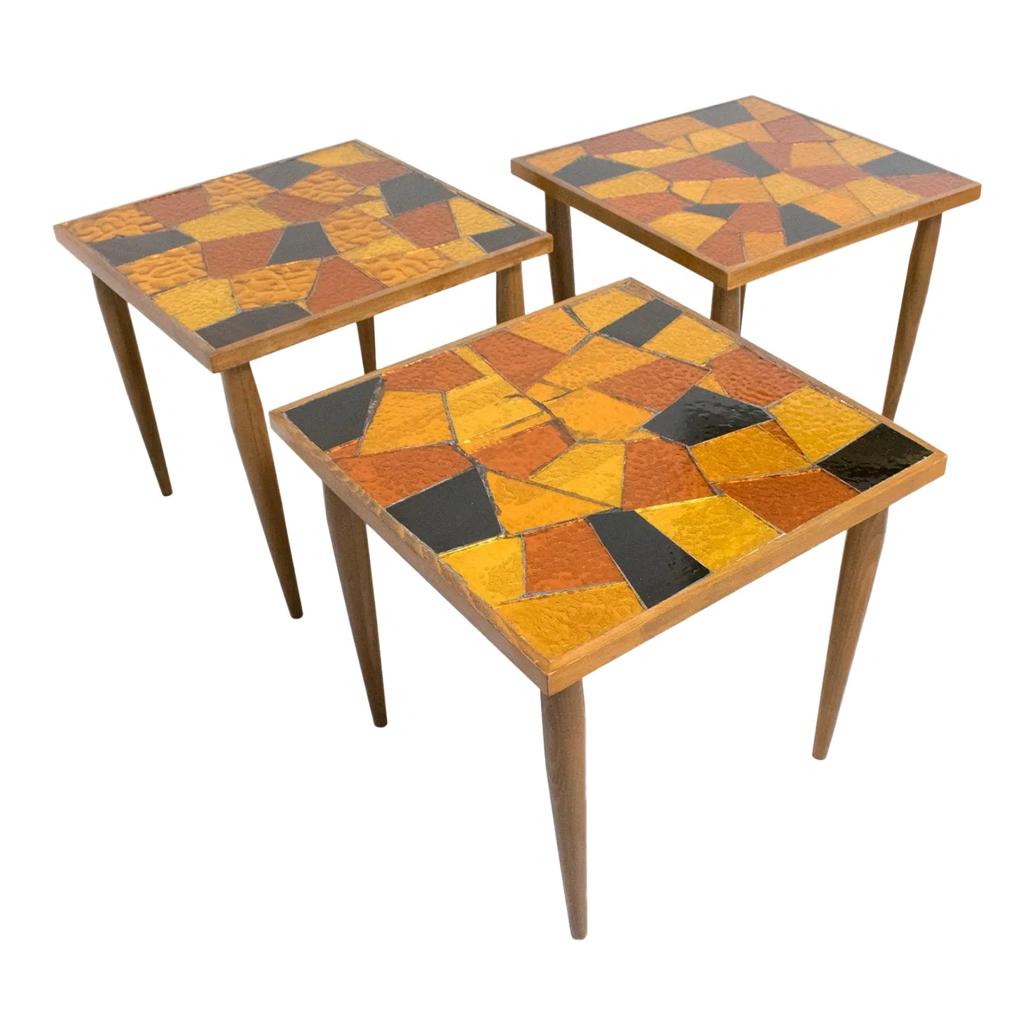 Mid-Century Modern Georges Briard Mosaic Glass and Wood