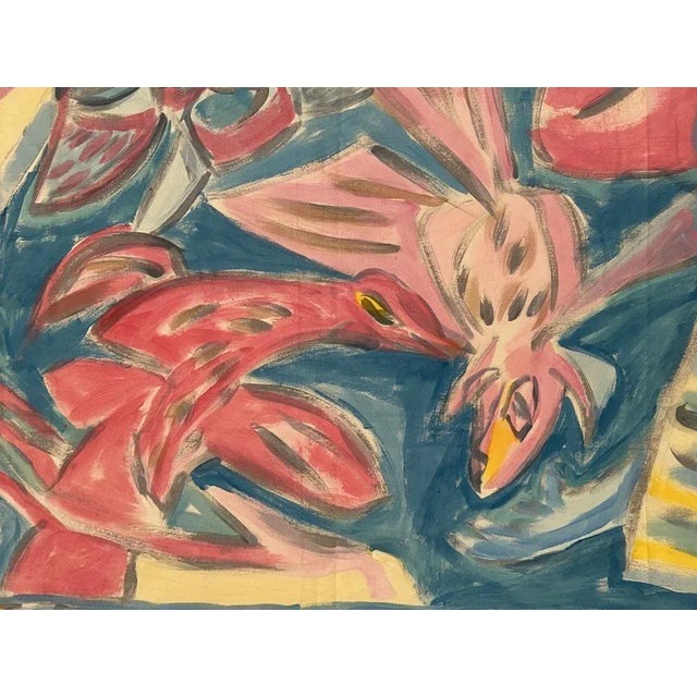 Colorful and playful painting by Noor Knip in acrylic on canvas, 1990. We are in love with the work of Noor Knip and are...