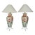 Pair of Ceramic Table Lamps With Hand Painted Flowers & Crackle Finish on Metal Stands. For Sale
