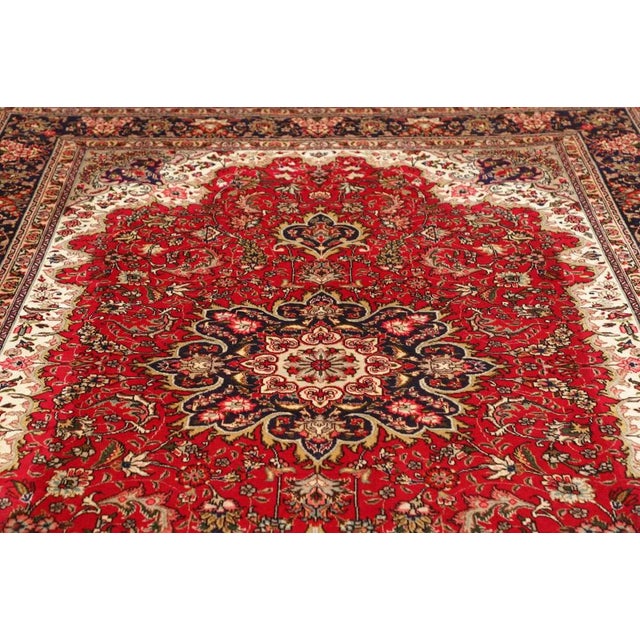 Brown Hand-Knotted Tabriz Rug Nain in Wool For Sale - Image 8 of 11