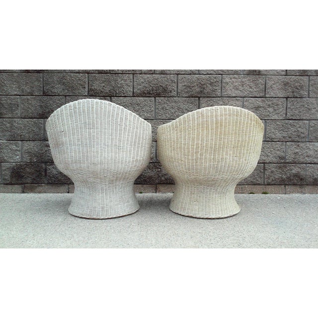 1960s Mid-Century Natural Wicker Pod Chairs - Pair For Sale - Image 5 of 7