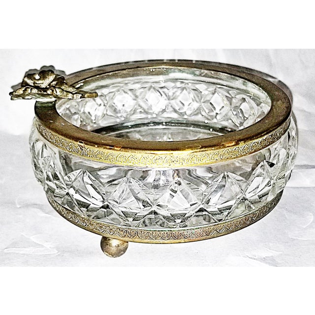 1920s Crystal and Gilt Bronze Midcentury Ashtray Candy Dish For Sale - Image 4 of 5