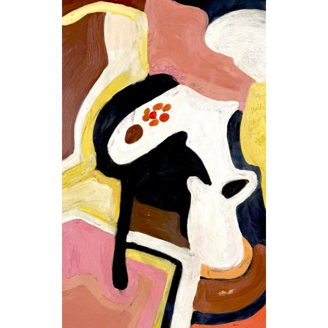 1960's Pink & Yellow Figurative Abstract by Les Anderson For Sale - Image 9 of 11