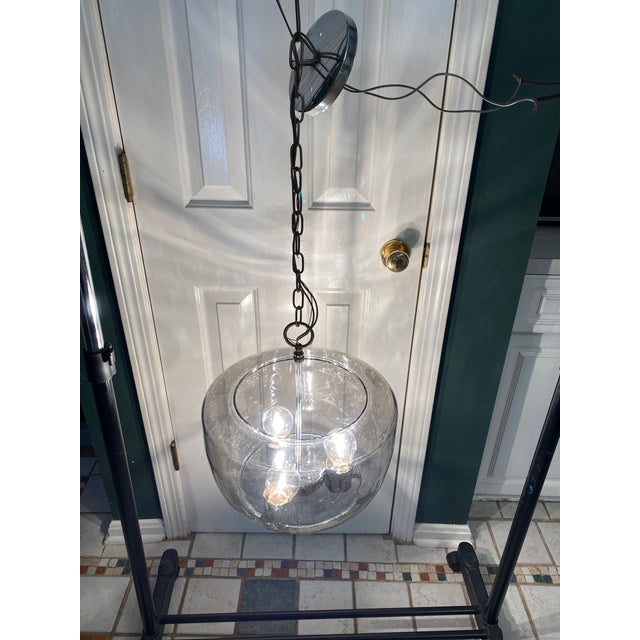 1970s Retro Smoked Glass Chandelier Pendant Light Fixture For Sale - Image 10 of 12