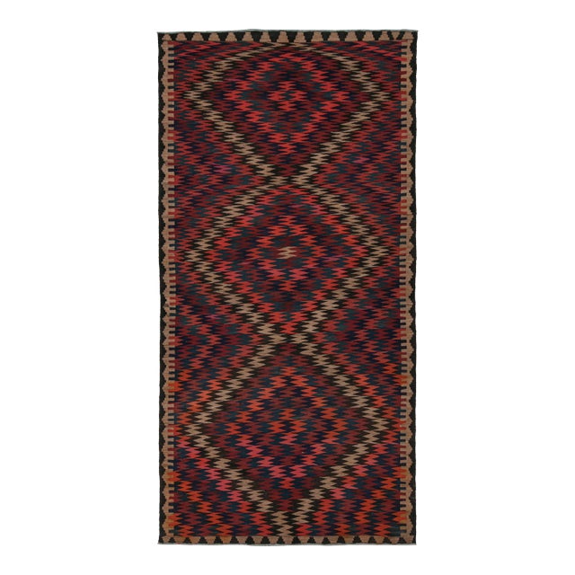 1950s Vintage Bidjar Persian Kilim Runner in Multicolor Patterns by Rug & Kilim For Sale