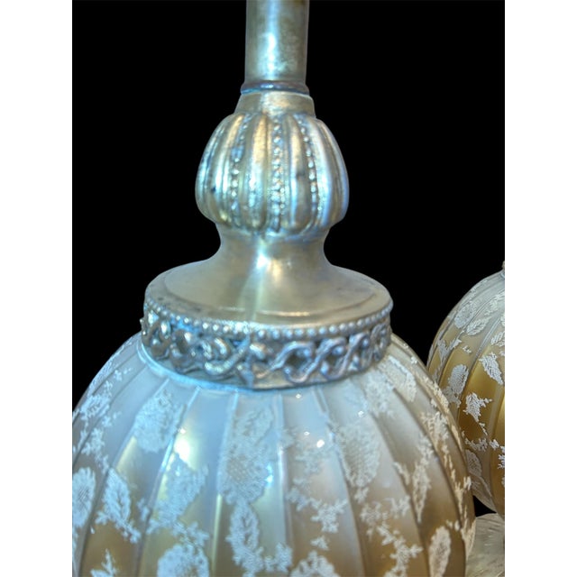 Hollywood Regency Vintage Glass/Brass Table Lamps - a Pair For Sale - Image 3 of 8