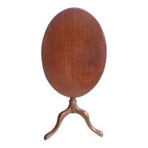 1940s Mahogany Oval Tilt-Top Tripod Candle Stand Side Table