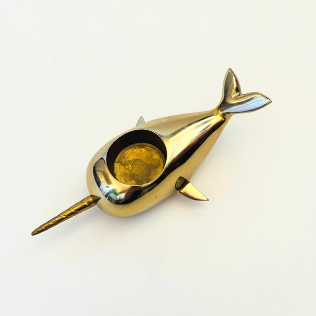 Brass Narwhal Votive Candle Holder For Sale - Image 4 of 9