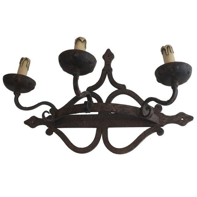 Large Wrought Iron Wall Sconce, French, circa 1950 For Sale - Image 12 of 12