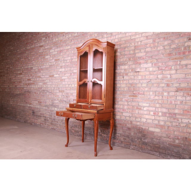 Baker Furniture French Provincial Cherry Wood Secretary Desk With