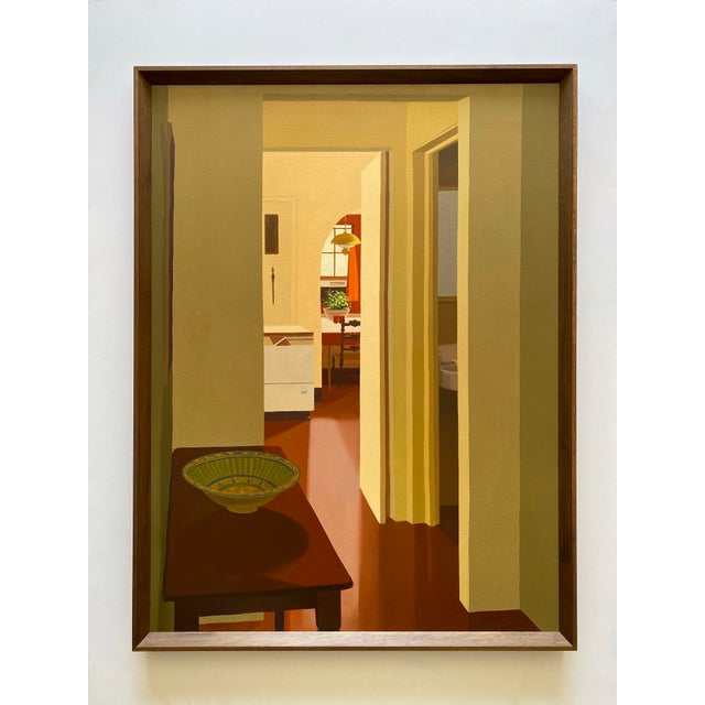 Barbara Morgan Roberts Vintage 1974 Mid Century Modern Edward Hopper Style " Interior " Framed Original Large Realist Painting For Sale - Image 17 of 17