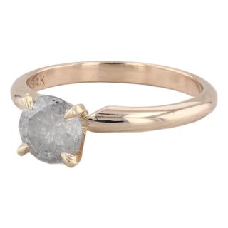 1ct Gray Galaxy Diamond Solitaire Engagement Ring 14k Yellow Gold Size 5.75 For Sale
