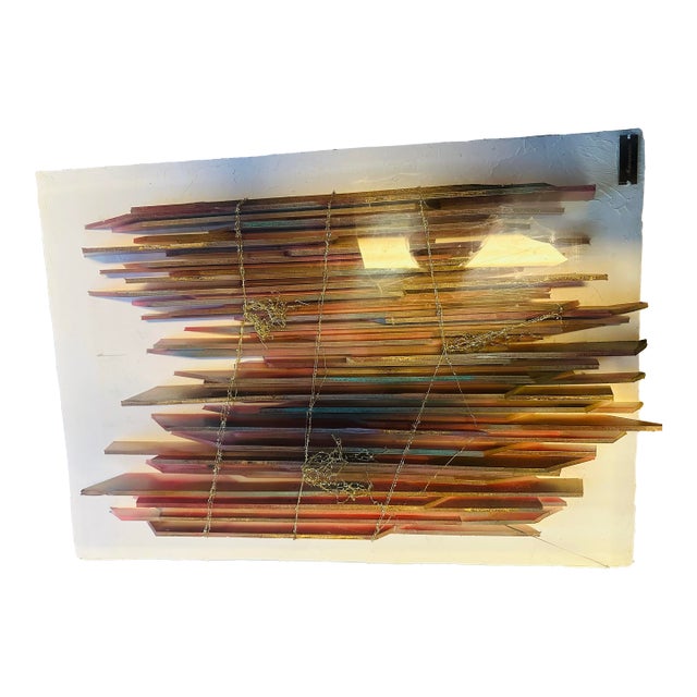 "Original Joan Weinberg (Macramates) Mixed Media Textile Art in Acrylic Box Case - 1980s". For Sale