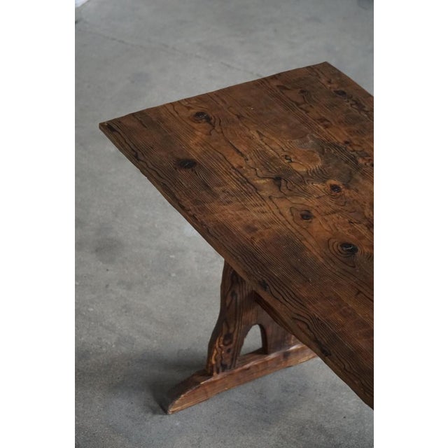 Mid 20th Century Swedish Rustic Hand-Crafted Pine Table, 1940s For Sale - Image 13 of 18
