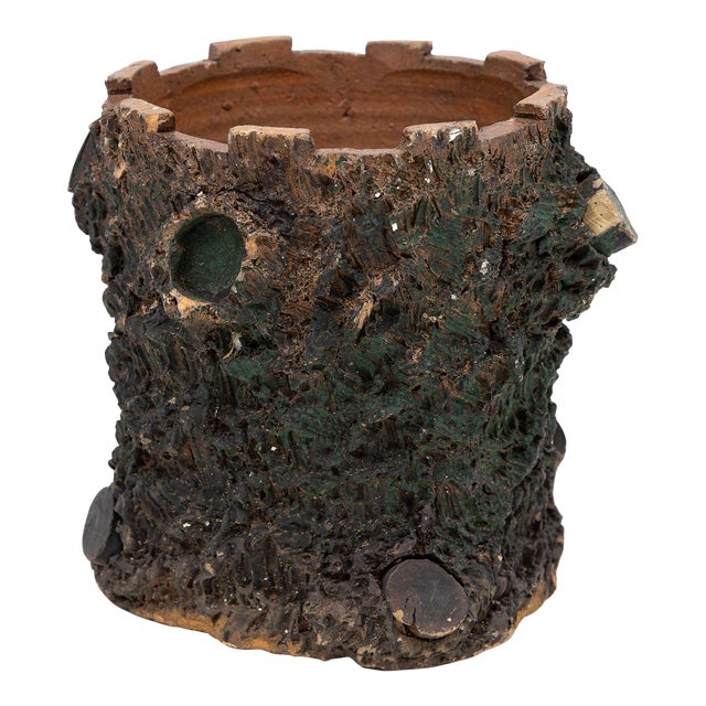 Terracotta English Faux Bois Planter, Early 20th Century For Sale