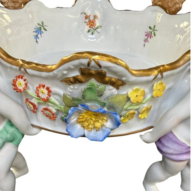 Von Schierholz Germany C. 1930–1945 Porcelain 4 Cherubs Handmalerei Centerpiece For Sale - Image 17 of 17