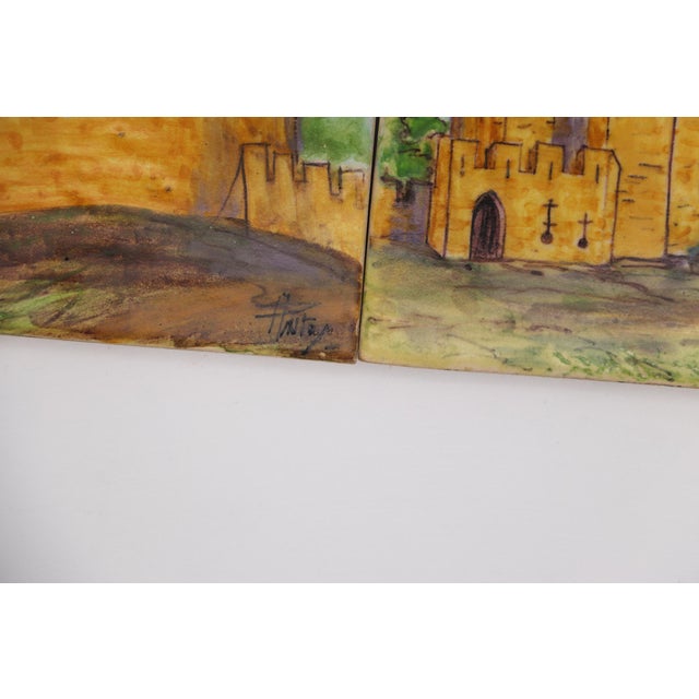19th Century Set of Four Tiles Depicting Castles, Portuguese For Sale - Image 9 of 11