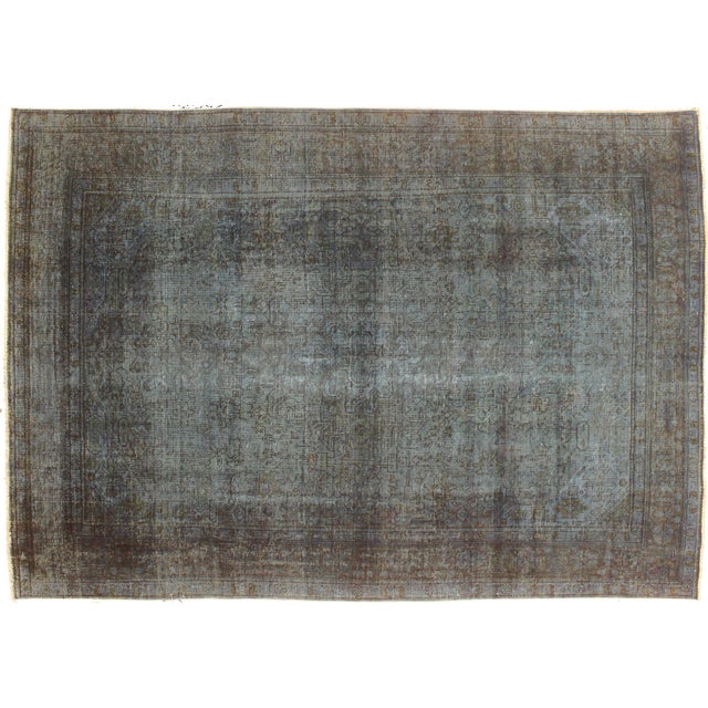 Boho Chic No Pile Blue/Brown Wool Rug - 7'10'' X 11'1'' For Sale - Image 10 of 10