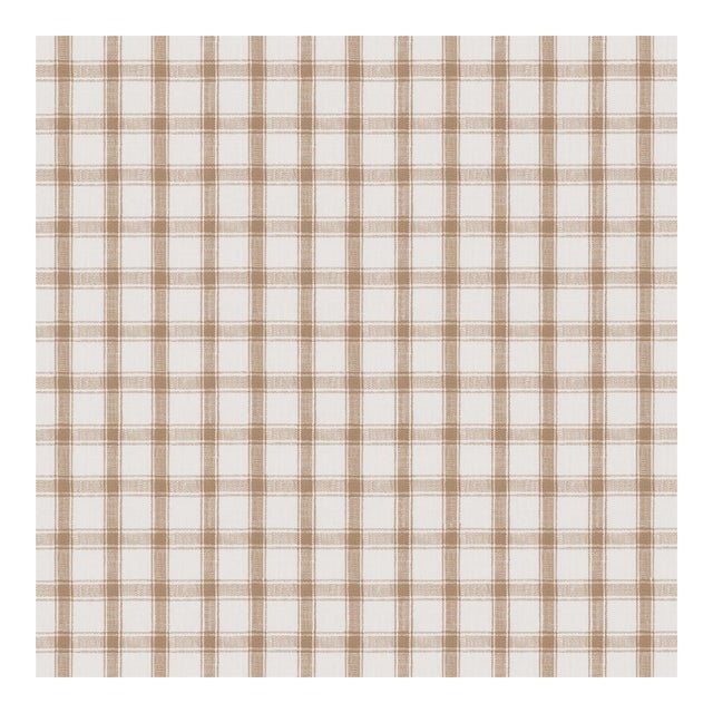 Sample - Schumacher Crawford Linen Check Fabric in Neutral For Sale