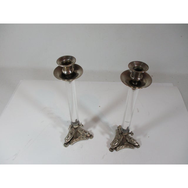 Vintage Lucite & Silverplate Sea Serpent Candle Holders- a Pair For Sale - Image 6 of 10