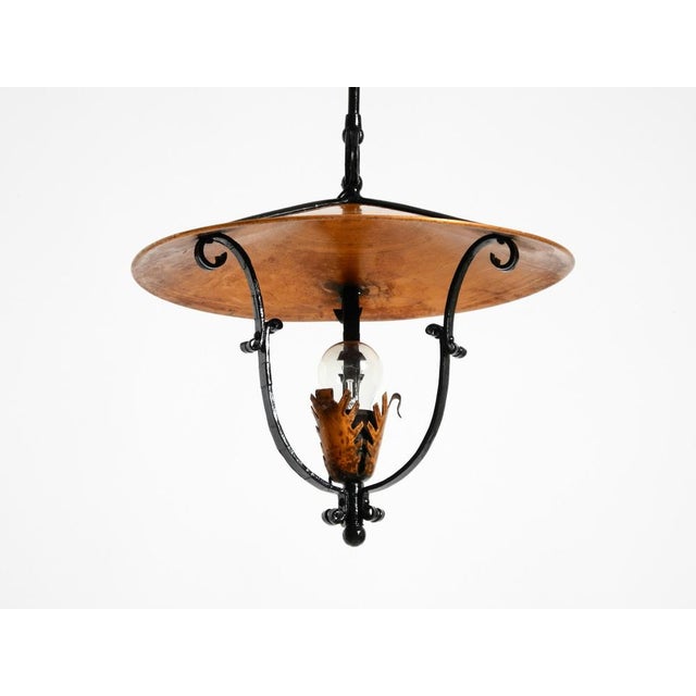 Black Large Vintage Pendant Lights in Heavy Metal and Copper, 1930s, Set of 2 For Sale - Image 8 of 18
