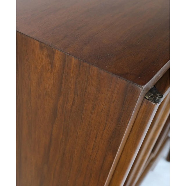 Pair of Walnut Carved Modern Ornament Front Door End Table Night Stands For Sale - Image 10 of 12