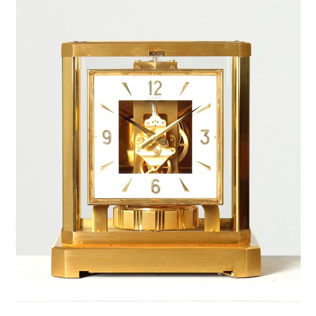 Jaeger-lecoultre atmos clock with a square dial from 1977 switzerland gold-plated brass year of manufacture: 1977...